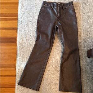 Good American Brown Faux Leather High-Rise Pants